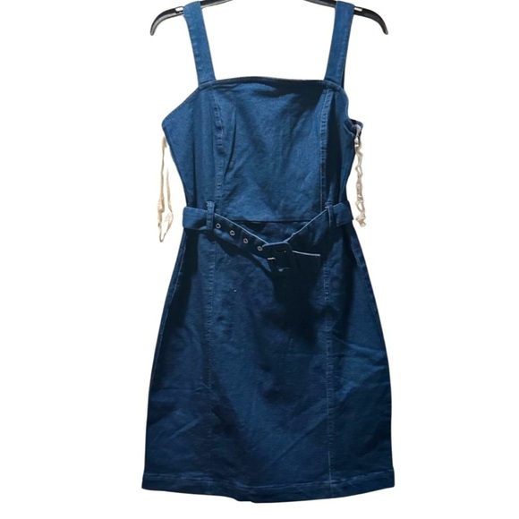 New Planet Gold Women's Short Short Sleeve Square Neck Dress S Day Blue - Picture 7 of 10